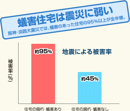 蟻害住宅は震災に弱い